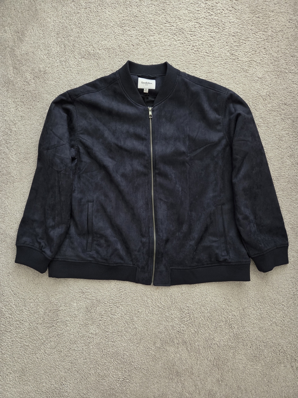 Goodfellow & Co Navy Faux Suede Bomber Jacket NWT